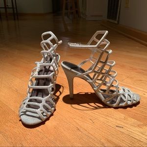 Madden Girl Women’s Silver Strappy Heel Size 8